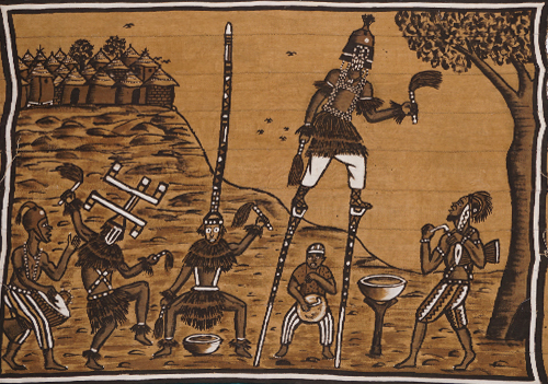 アフリカ　マリ　ボゴランフィニ　絵布　Lサイズ　No.11　泥染め布　コットン　