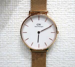 ◆Daniel Wellington ダニエルウェリントン 時計 白文字盤 B32R1 ローズゴールド/電池交換済！