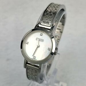 ◇ [почти новый] тренер Mini Figrature Bangle Watch Diamond Index 4p Diamond Shell Dial Quartz Ladies Watch