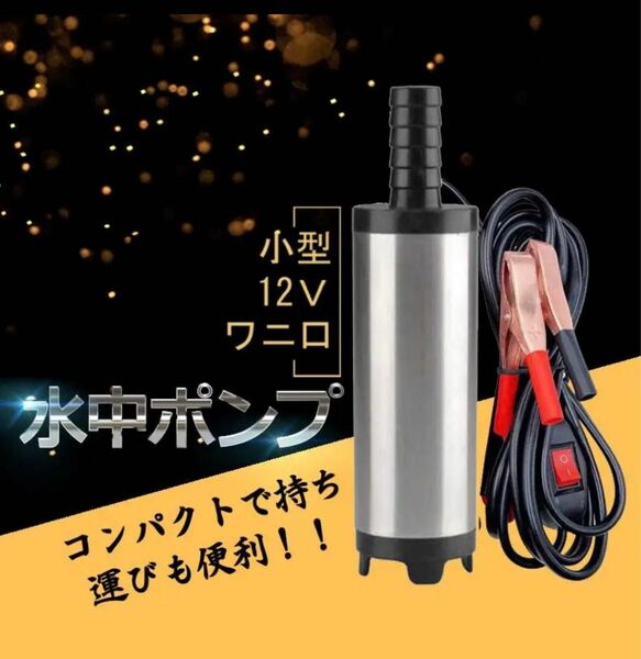 水中ポンプ 小型 12V ステンレス 丈夫 海水対応 ワニ口クリップ バッテリー