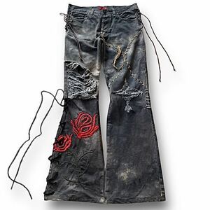 Rare 00s Hugo Boss Lace Up Flare Denim Pants tornado mart goa ゴア l.g.b ifsixwasnine kmrii share spirit archive アーカイブ