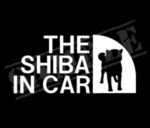 ♪♪THE SHIBA IN CAR （柴犬・正面姿）パロディステッカー　8cm×17cm♪♪