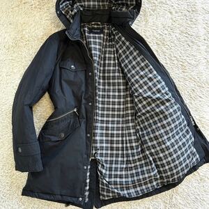 稀少LLサイズ!! 極暖 最高級 バーバリーブラックレーベル BURBERRYBLACKLABEL ホワイトグース ダウンコート ジャケット ノバチェック 黒