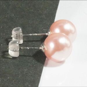 10mm ピンク 貝パール 925シルバー ピアス 大粒 アクセサリー 真珠 ラウンド アレルギー対応 プレゼント ナチュラル