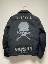 美品☆[VANSON] T.F.O.A 武装戦線 バックスカル ダブルライダース ウールジャケット M ブラック バンソン_画像2