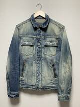 美品☆[5351 POUR LES HOMMES] 16AW 定価44,000 ブリーチ加工 ストレッチ インディゴデニムジャケット 3 02330030109 5351プールオム_画像1