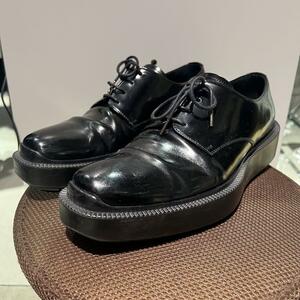 PRADA プラダ EE151 スクエア レザーシューズ ドレスシューズ 表記6 1/2 約25.5cm【表参道t0】