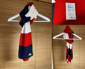 [ super-discount domestic regular goods ]NIKE Nike KID'S Kids child Logo embroidery border muffler red × navy × white acrylic fiber polyurethane 