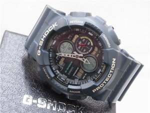 ◎ G-SHOCK ◎　カシオ　GA-140　アナデジ　ネイビー　ビッグケース　クォーツ　付属品あり　◎USED