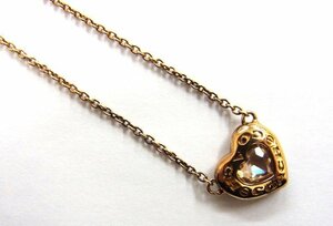 # Coach /COACH# Stone ( yellow ) Heart Logo necklace Gold plating approximately 41-46.# USED
