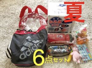 夏6点セット①かき氷 かき器 (手動 ) ② ゴーグル③アディダス　スイムバック　他