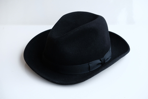 NEW YORK HAT(ニューヨークハット) ウール100% フェルトハット 中折れ XXLサイズ　ブラック 黒 帽子 WPL5923