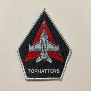 米海軍 VFA-14 &#34;TOPHATTERS&#34; 航空機パッチ (五角形・F/A-18・白ボーダー)