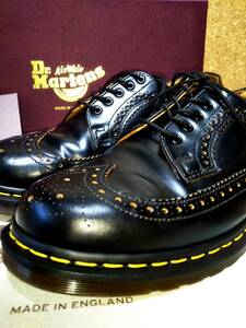 【Dr.MARTENS】ドクターマーチン 英国製 VINTAGE 3989 ブローグシューズ UK9(28cm )イングランド製 BLACK ウイングチップ【箱付き良品】