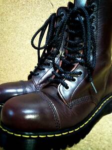 【Dr.MARTENS】ドクターマーチン 8761 スチールトゥ10ホールブーツ UK7 (26cm ) BXB 10EYE BOOT 希少レアカラー チェリーレッド【美品】