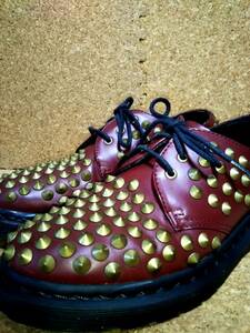 【Dr.MARTENS】ドクターマーチン HARLEN スタッズ 3ホールシューズ UK5 (24cm )STUD 3EYE SHOE チェリーレッド 入手困難【良品】