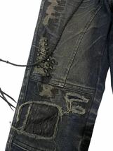 00s Kmrii studs lether docking denim pants damge sick vintage grunge Japanese label lgb if _画像3