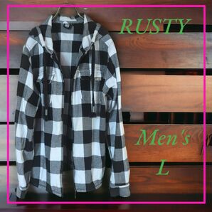 RUSTY メンズ フード付き Men's チェック柄