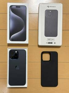 【美品】iPhone15 ProMax 256GB ブルーチタニウム SIMフリー PITAKAケース付き Apple