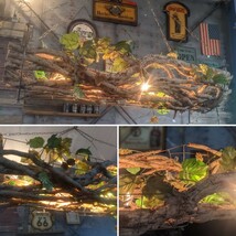 大自然の恵みの木製シェイドランプ 4連ウッドランプ ハンギング式間接照明 ペンダントランプ #店舗什器 #天井照明 #シーリングランプ　_画像7