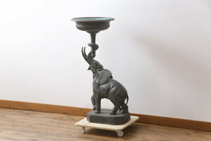 R-071500 MAITLAND SMITH( mate Land Smith ) bronze elephant powerful exist . moving feeling . charm. water pot (., water feature, flower vase, bronze image, objet d'art, ornament )