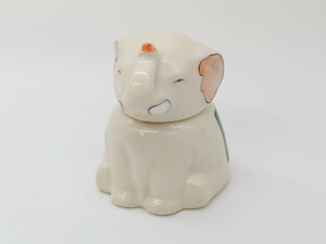 R-073185 稀少 オールドノリタケ NORITAKE ヤジロベー印 ゾウ インクポット(意匠登録出願中、日本陶器、インク壺、インクウェル、象、動物)