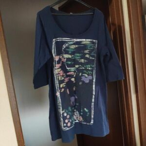 五分袖 ネイビー チュニック Tシャツ