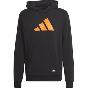 adidas アディダス スウェット パーカー フレンチテリー フューチャーアイコン 黒オレンジ(Ｏサイズ)★SALE！