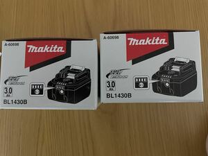 【未使用品2個セット】makita(マキタ) 14.4v3.0Ahリチウムイオンバッテリー残量表示付き BL1430B 