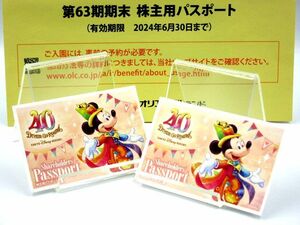 ■未使用品 有効期限2024.6.30 ディズニー 株主用パスポート 40周年デザイン 東京 ディズニーランド ディズニーシー 2枚セット