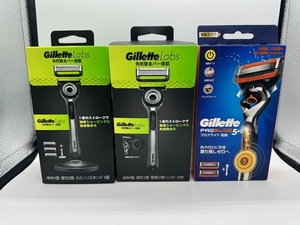 【未使用・未開封】[大黒屋] Gillette ジレット ３点 ①・②:Gillete Labs 角質除去バー搭載／③:Gillete PROGLIDE 5＋1 プログライド 電動