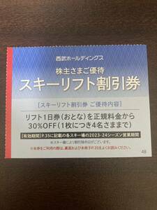 西武ホールディングス 株主優待 スキーリフト 割引券 1枚