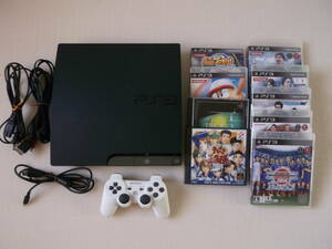 PS3　プレイステーション３　CECH-2100A（120GB）電源、AV、USBケーブル、コントローラー、スポーツ系ソフト９本　すぐ遊べるセット　　