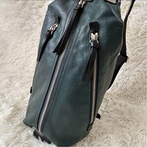 1円《稀少カラー》COACH コーチ ドッグタグ ボディバッグ トンプソン ショルダー 肩掛け スリング オールレザー 本革 メンズ モスグリーン