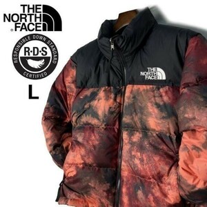 1円～!売切!【正規新品】THE NORTH FACE◆W PRINTED NUPTSE JACKET ダウンジャケット ヌプシ 1996 US限定 キャンプ(L)赤 黒 総柄190122-165