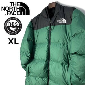 1円～!売切!【正規新品】THE NORTH FACE◆NRDC JACKET◆ダウンジャケット US限定 RDS 撥水 700フィル 防寒 ロゴ刺繍(XL)緑 黒 190122-130