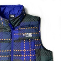 1円～!売切!【正規新品】THE NORTH FACE◆PRINTED ROXBOROUGH LUXE DOWN VEST ダウンベスト RDS認証 キャンプ(L)青 緑 チェック柄190122-83_画像4