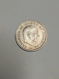 ★デンマーク　1クローネ　白銅貨　1972年　フレゼリク9世崩御年