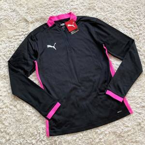 新品 未使用 PUMA プーマ ハーフジップ 長袖 シャツ メンズL 黒 ピンク 裏起毛 トレーニング スポーツ エクササイズ ブラック 秋冬