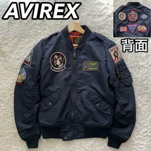 AVIREX アヴィレックス アビ L-2A ミリタリージャケット フライト アウター ブルゾン パッチワーク L 黒色 ワッペン TOP GUN トップガン