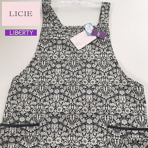 定価7150円 新品タグ付き LICIE リッシー LIBERTY リバティプリント 黒 撥水加工 レディース エプロン百貨店 エプロン