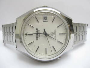 【YT-B34-73】CITIZEN/シチズン LEDシグナル搭載 4-860403 CQ 3針デイトQZ 白文字盤 稼働品