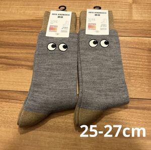 25-27cm UNIQLO ユニクロ　アニヤハインドマーチ ヒートテック ソックス　靴下 グレー　2足　セット