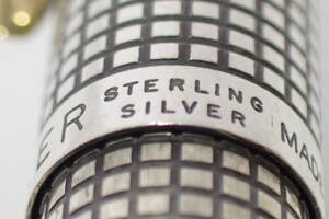 83513 PARKER STERLING SILVER MADE IN USA パーカー ボールペン スターリングシルバー 格子柄 シズレ 筆記確認済み やや凹みキズ有り