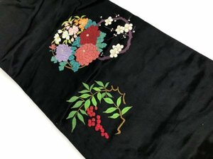 052664# 【1円～】菊・桜・南天模様刺繍名古屋帯