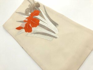 053536# 【1円～】未使用品　絽　菖蒲模様織出し名古屋帯