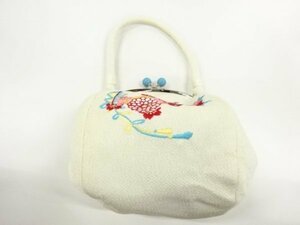 ys6866757; 宗sou 縮緬地鞠に花模様刺繍和装バッグ【リサイクル】【着】