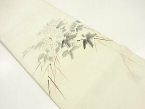 Art hand Auction ys6879024; Sou Sou Artist's Hand-painted Peony Pattern Day and Night Belt (Material) [Antique] [Wear], Women's kimono, kimono, band, others