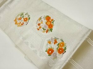 ys6879994; 宗sou 亀甲に花輪・七宝模様刺繍名古屋帯【着】