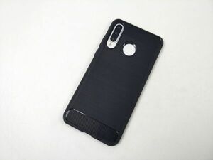 HUAWEI P30 lite用 ソフトケース カバー カーボン調 TPU ブラック